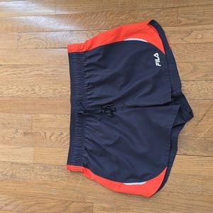 FILA BRAND WOMENS GRAY AND ORANGE ATHLETIC SHORTS SIZE LARGE